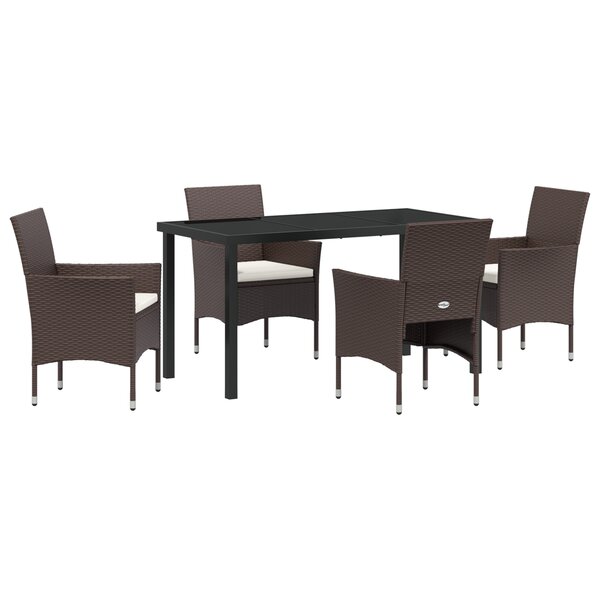 vidaXL Ensemble de Jardin 5 Pièces Marron Rotin Poly