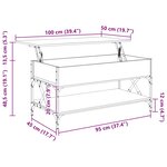 vidaXL Table basse chêne fumé 100x50x50 cm bois d'ingénierie et métal