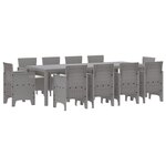 vidaXL Ensemble de salle à manger de jardin de 11 pièces avec coussins en rattan poly gris clair