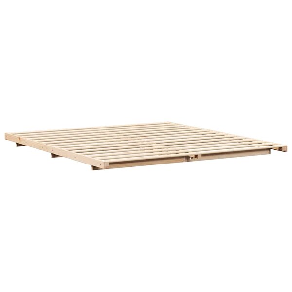 vidaXL Cadre de lit surélevé Marron 200 x 200 cm Bois massif en pin