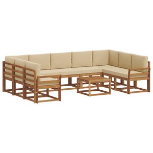 vidaXL Ensemble de canapés d'extérieur 10 Pièces Naturel et Beige