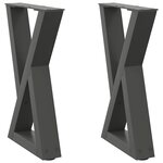 vidaXL Pieds de table basse 2 pièces Anthracite 28 x (42-43 3) cm Acier