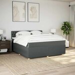 vidaXL Sommier à lattes de lit avec matelas Gris foncé 180x200cm Tissu