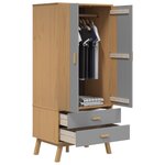 vidaXL Garde-robe OLDEN gris et marron 76 5x53x172 cm bois massif pin