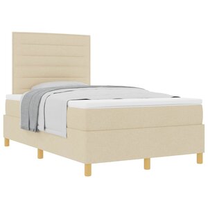 vidaXL Lit à ressorts avec matelas Crème 120 x 200 cm tissu