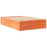vidaXL Lit avec matelas cire marron 120x190 cm bois massif de pin