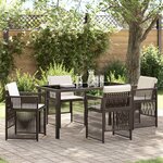Ensemble de salle à manger de jardin 5 pièces vidaXL avec coussins Marron en Poly Rotin