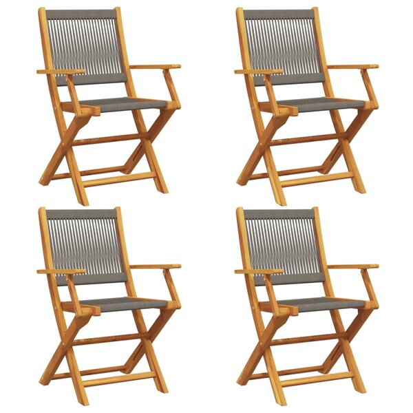 vidaXL Chaises pliables de jardin 4 Pièces gris bois d'acacia massif