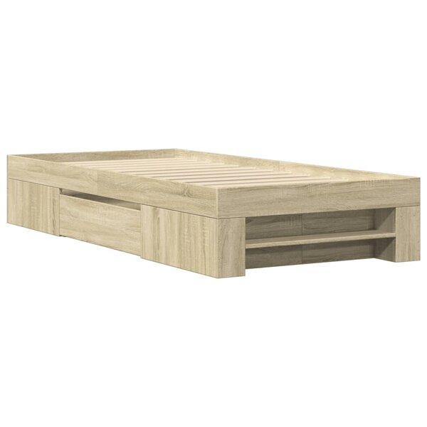 vidaXL Cadre de lit sans matelas chêne sonoma 100x200 cm