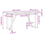 vidaXL Table à manger cadre en O 160x80x75 cm bois de pin massif fonte