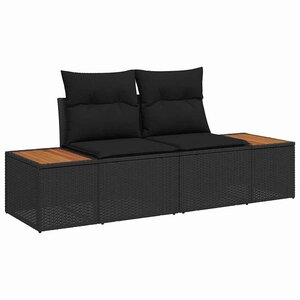 vidaXL Canapé de jardin Noir 184 x 62 x 85cm polyrotin