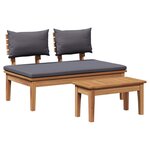 vidaXL Banc de jardin 2 Pièces Marron Teck massif