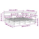 vidaXL Lit bibliothèque sans matelas 200x200 cm bois massif de pin