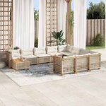 vidaXL Salon de jardin 11 Pièces avec coussins beige résine tressée