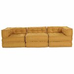 vidaXL Unité de canapé modulaire 3 Pièces Jaune Tissu