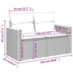vidaXL Canapé de jardin avec coussins 2 places noir résine tressée