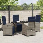 vidaXL Ensemble de jardin de 5 pièces en poly rotin gris