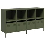 vidaXL Buffet vert olive 135x39x73 5 cm acier laminé à froid