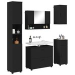 vidaXL Ensemble de mobilier de salle de bain avec tiroir 5 Pièces Noir