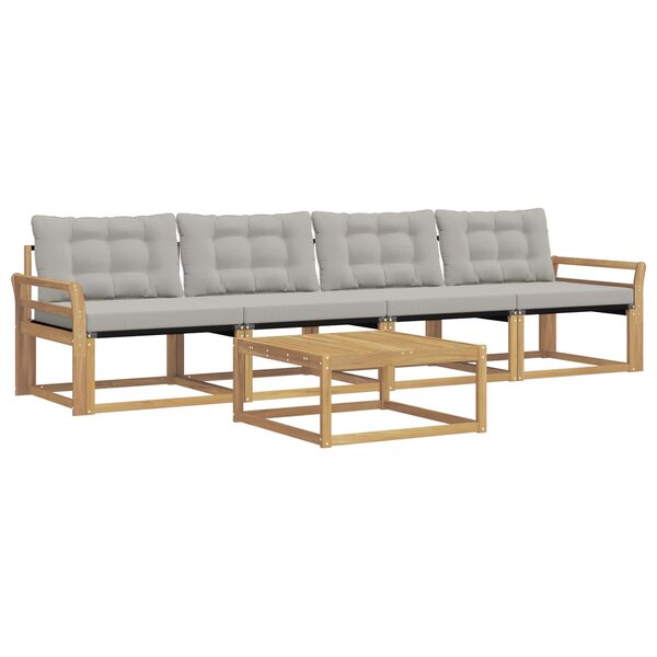 vidaXL Ensemble de canapés d'extérieur 5 Pièces Blanc et gris clair
