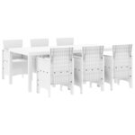 vidaXL Ensemble de salle à manger pour jardin 7 Pièces Blanc Rattan Polt