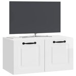 vidaXL Meuble TV mural Montage mural Blanc brillant 59 5 x 31 x 30 cm