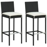 vidaXL Ensemble de bar de jardin 3 Pièces avec coussins noir poly rotin