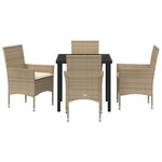vidaXL Ensemble de salle à manger pour jardin 5 Pièces Beige Poly rotin