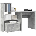 vidaXL Bureau Gris béton 131 5 x 50 x 106 5 cm Bois d'ingénierie