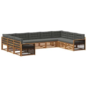vidaXL Ensemble de canapés d'extérieur 9 pc Naturel et Anthracite