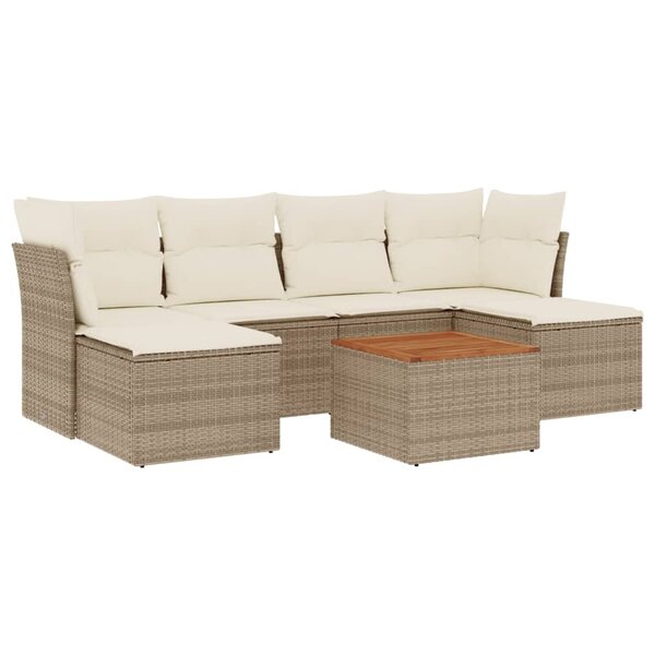vidaXL Salon de jardin avec coussins 7 Pièces beige résine tressée