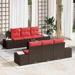 vidaXL Ensemble de canapé de jardin 7 Pièces Beige Rouge 55 x 55 x 37 cm