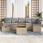 vidaXL Ensemble de canapé de jardin 8 Pièces Beige Poly rotin