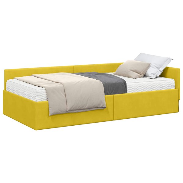 vidaXL Cadre de lit d'angle avec matelas Autre 2 Pièces Vert Velours