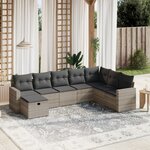 vidaXL Salon de jardin 8 Pièces avec coussins gris clair résine tressée