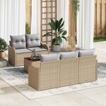 vidaXL Ensemble de canapé de jardin 6 Pièces Beige Poly rotin