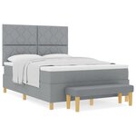 vidaXL Lit à ressorts avec matelas Gris clair 160 x 200 cm tissu