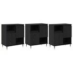 vidaXL Buffets 3 Pièces Chêne noir