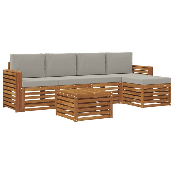 vidaXL Ensemble de canapés d'extérieur 6 pc Gris Naturel et Clair
