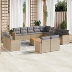 vidaXL Salon de jardin et coussins 14 Pièces mélange beige résine tressée