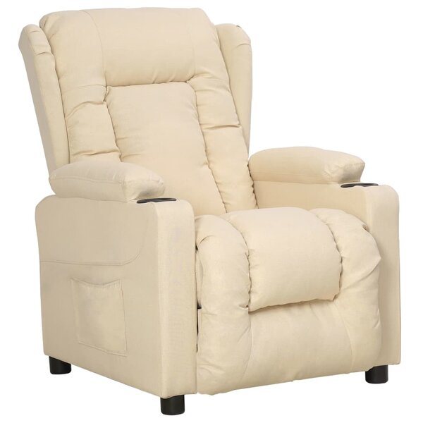 vidaXL Fauteuil inclinable Crème Tissu