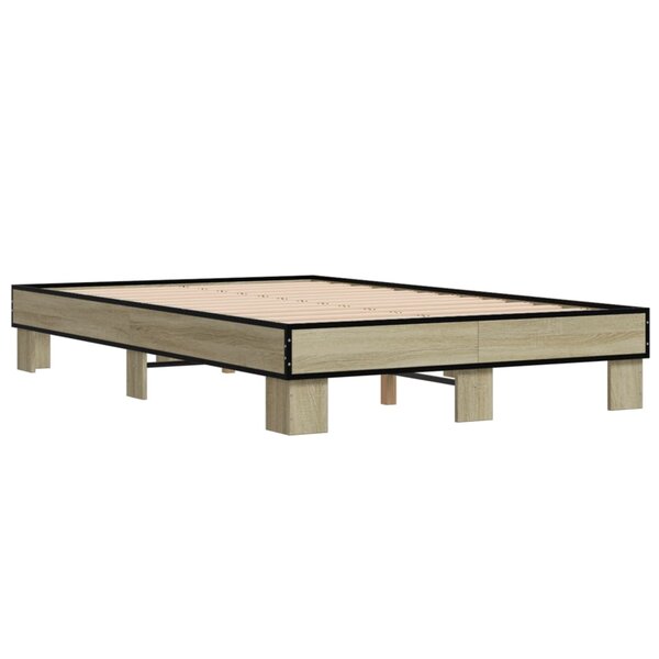 vidaXL Cadre de lit chêne sonoma 140x200 cm bois d'ingénierie et métal