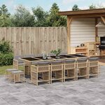 vidaXL Ensemble à manger de jardin et coussins 15 Pièces mélange beige