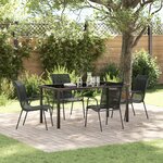 vidaXL Ensemble de salle à manger de jardin 5 pièces Noir Textilène et Acier