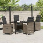 vidaXL Ensemble de salle à manger pour jardin 5 Pièces Gris Poly rotin