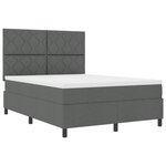 vidaXL Lit à ressorts avec matelas gris foncé 140x190 cm en tissu