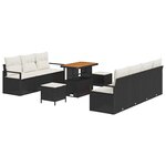 vidaXL Ensemble de canapé de jardin 10 Pièces Noir Poly rotin
