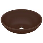 vidaXL Lavabo ovale de luxe Marron foncé mat 40x33 cm Céramique