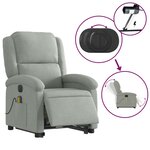 vidaXL Fauteuil inclinable de massage électrique gris clair velours