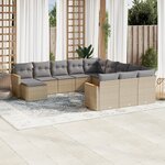 vidaXL Salon de jardin et coussins 12 Pièces mélange beige résine tressée